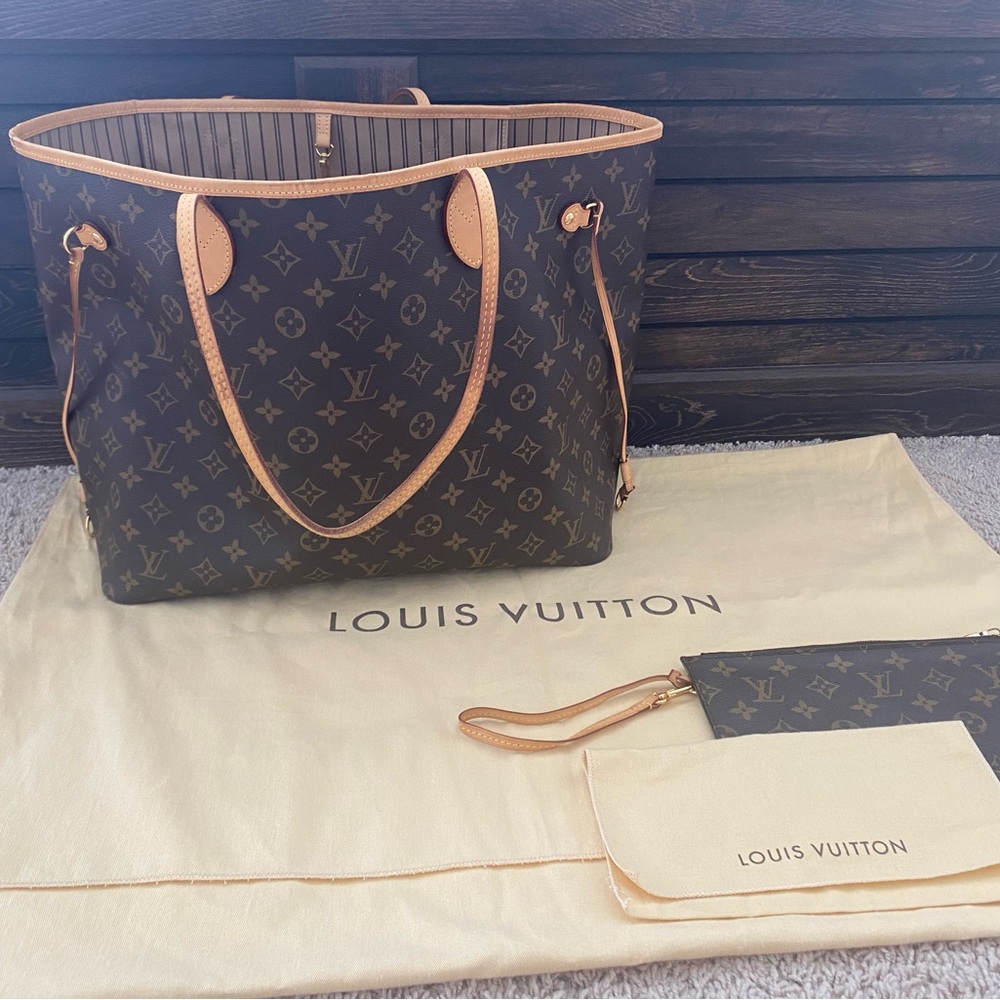 Louis Vuitton Monogram Brown Neverfull Tote Bag GM
